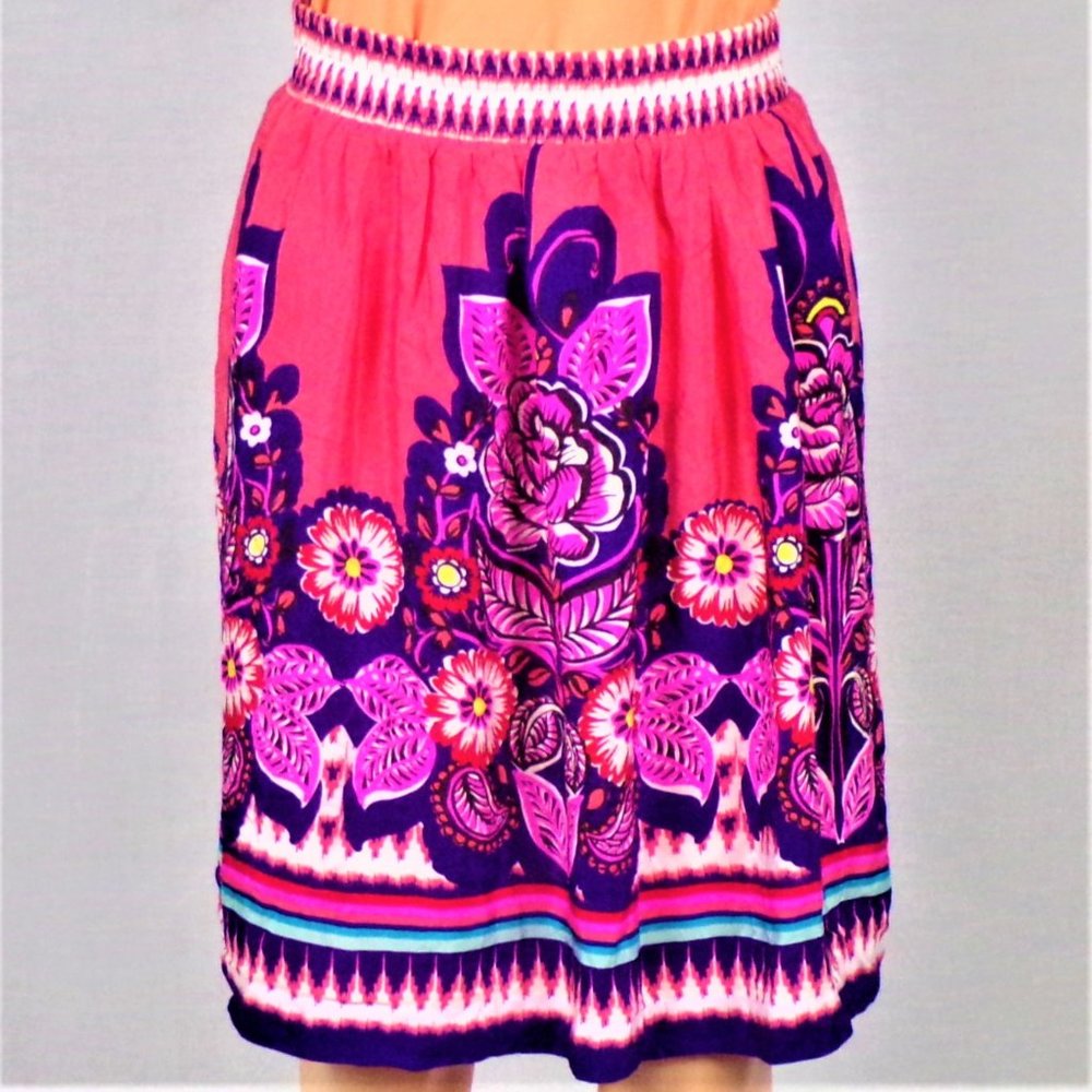 EDMÉ & ESYLLTE size 4 multicolor silk flare skirt